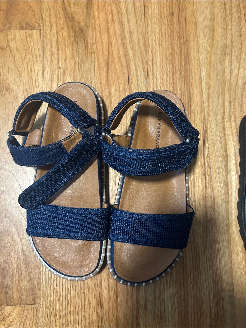Lucky Brand Kids Navy Textile Strap Sandals